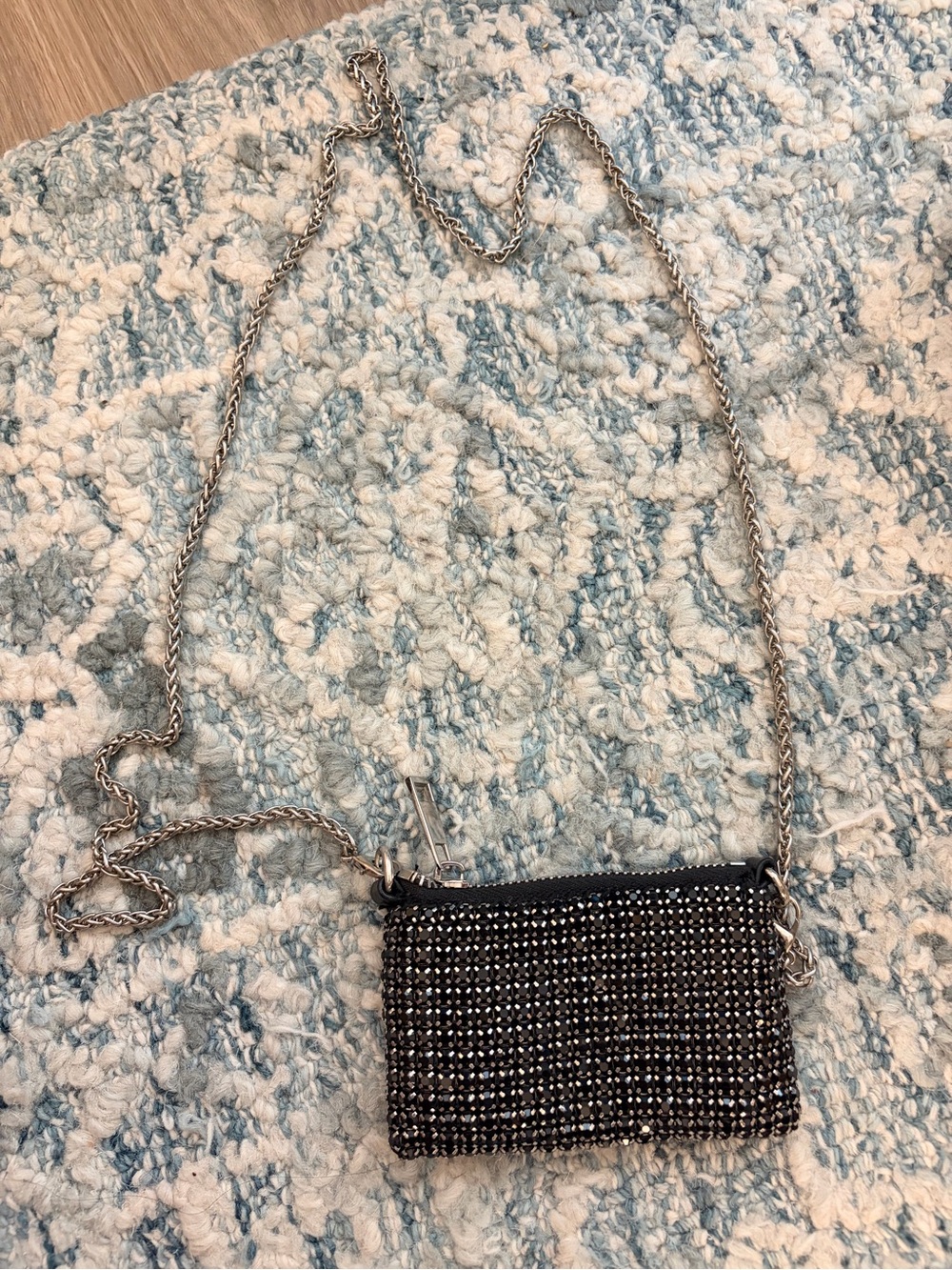 Sparkly Black Rhinestone Chain Evening Bag